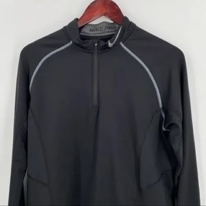 New- Men’s Quarter Zip Nike Pro Dri-Fit Long Sleeve Fitted Shirt- Large
